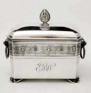 John Wendt for Starr & Marcus sterling silver antique tea caddy